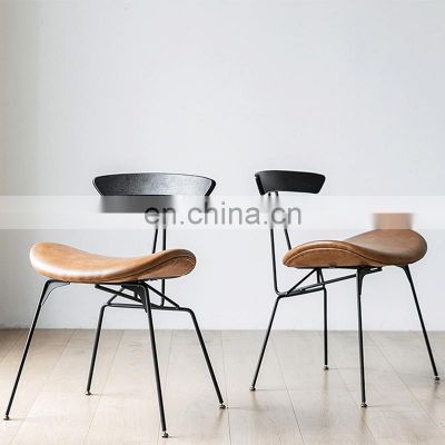 Nordic Industrial Style Loft Ant Dining Chair PU Leather Wood Chair