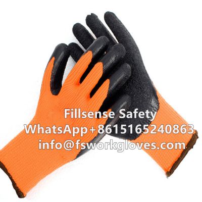 cold weather 7 gauge polyester loop napping liner insulated latex coated gloves
