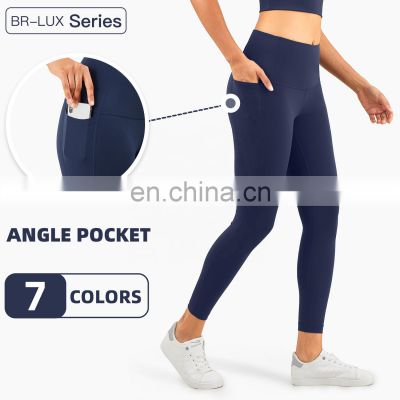 Womens High Waist Sport Leggings with Both Side Pocket Fitness Compression Yoga Pants Logo