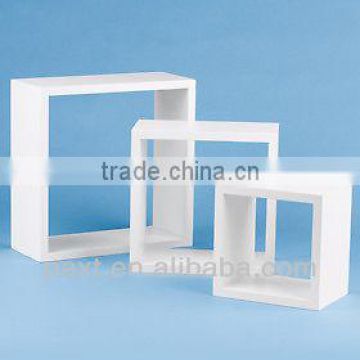set 3 MDF White cube shelf 25/20/15x9cm