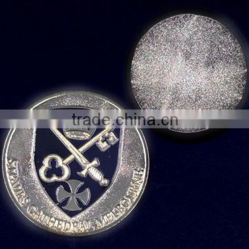 Souvenir gold plated coin ,70*3mm,zinc alloy with soft enamel
