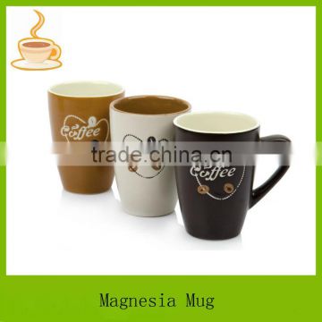 Mini heart design heat transfer printing v-shape ceramic porcelain coffee mug wholesale , T/T