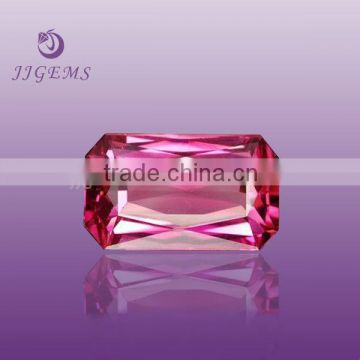 Wuzhou pink octangon faceted glass colored stones