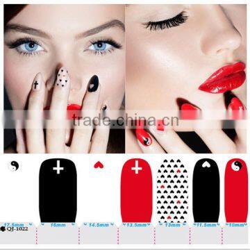 Black White Nail Sticker full cover adhesive Nail Wrap Tips nail decoration