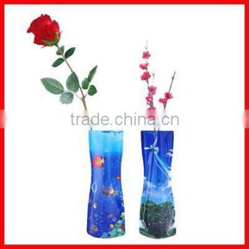 portable and reusable clear plastic foldable vase