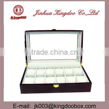 Jinhua Supplier Large Rectangular PU Leather Watch Storage Box with Window