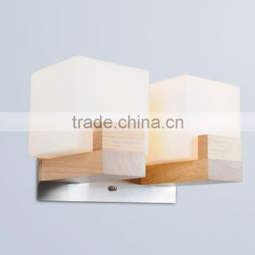2016 bedroom wall light, natural wood lamp double wall lamp