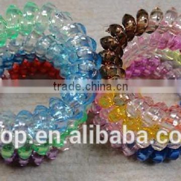 Plastic Stitching color elastic candy quality cheap women telephone wire hair circle