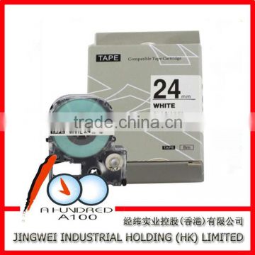 Label ribbon for compatible KING JIM label printer black on white 24mm SS24KW