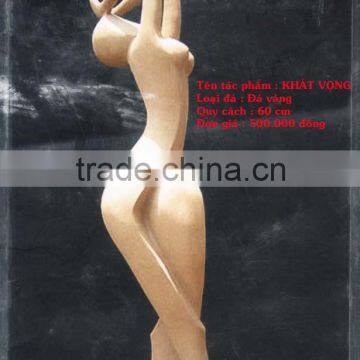 Gold Woman Abstract Statue Marble Hand Carving Sculpture For Garden, Home, Street, Decoration And Restaurant