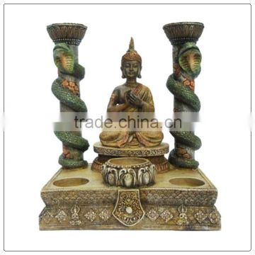 Thai buddha and snake statue candle holder ,resin tealight candle holders