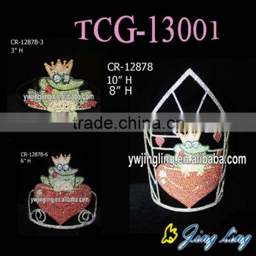 valentine rhinestone small frog SET tiara pageant crown