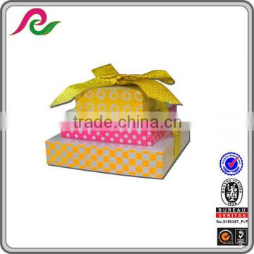 Tower shape paper cube with silk ribbon by shrink film memo pad