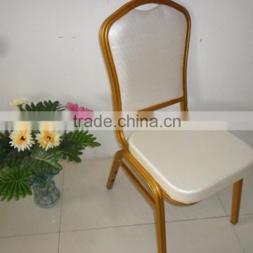 Hot sale Aluminum stackable white wedding party banquet chairs with back flower