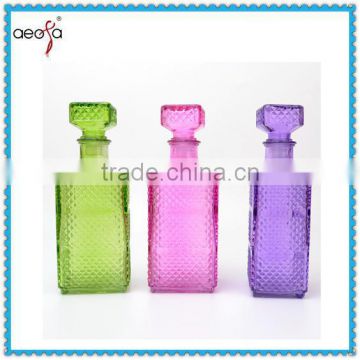 beautiful wide square decanter colored machine with lid