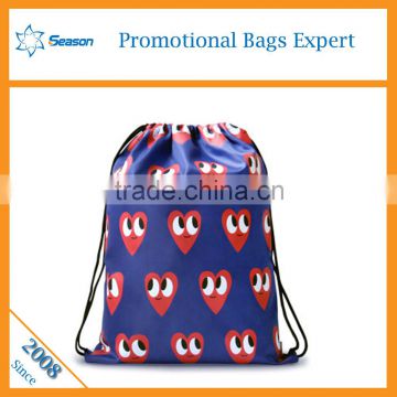 Wholesale promotional Shopping bags custom logo polyester drawstring bag