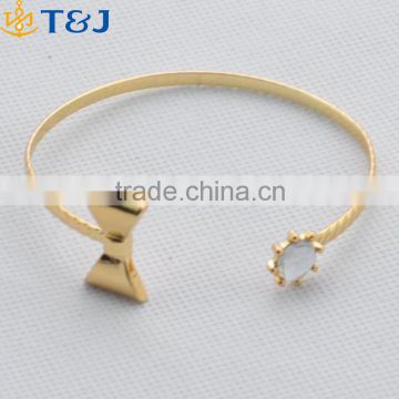 High Quality Environmental Copper Cuff Bangle Gold Plated Bowknot&Flower Women Bracelet