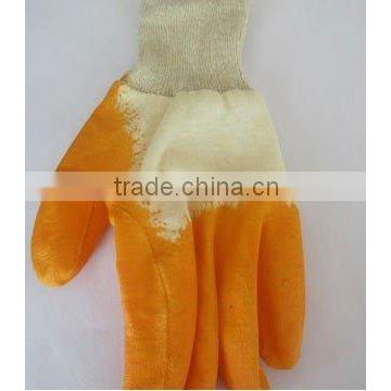 BACK Coated,fully coated,yellow NITRILE Working gloves with knit wrist ,in CHINA factory