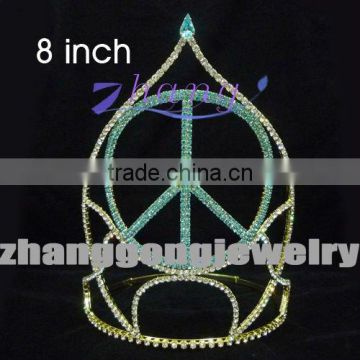 Peace sign colored diamond crown for pagenant