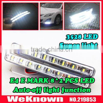 Universal 100% waterproof E MARK 16pcs 3528 LED Car DRL Driving Daytime Running Light with Automatic switch on/off