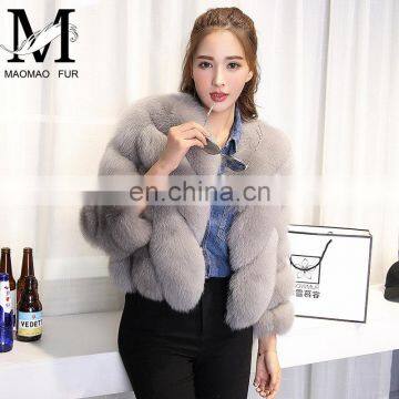 Fashion New Style Whole Skin Latest Design Women's Lovely Pink Fox Fur Coat