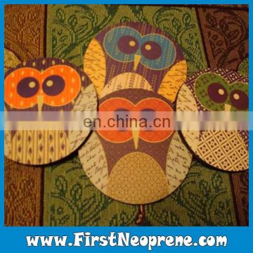 Four Pack Lovely Night Owl Promotional Neoprene Coaster