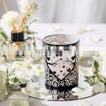 cheap affordable China Factory direct supply decorative unique colored glass mirror candle plate