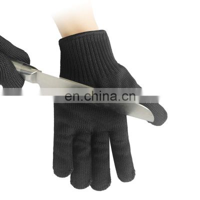 RTS Black Stainless Steel White Police Riot Butcher Cutting Hand Cut Resistant Gloves  Safety Handguard HTP Fiber Knitted