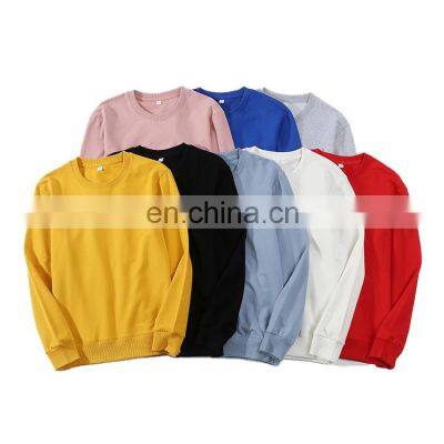 OEM new unisex 100% cotton round neck casual sports terry long sleeve sweater pullover