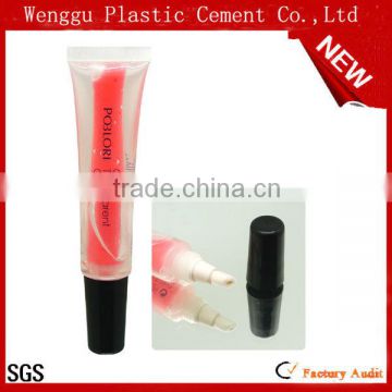 19mm Popular empty lip balm container for cosmetics cosmetic plastic soft tube dual cosmietics tube with screw cap