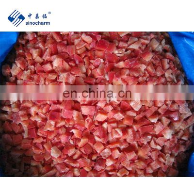 Sinocharm BRC Certified 10*10mm Diced IQF Vegetable Red Pepper Dice Red Sweet Bell Pepper Cubes