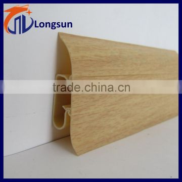 Low price wood grain flooring pvc baseboard molding