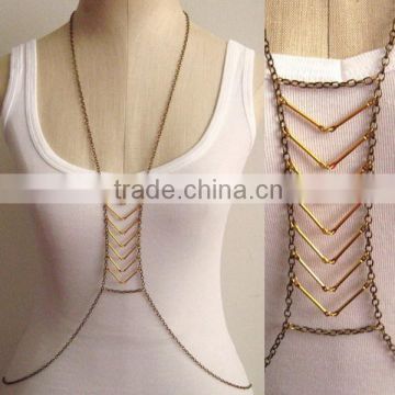Chevron Gold Bar Body Chain Harness