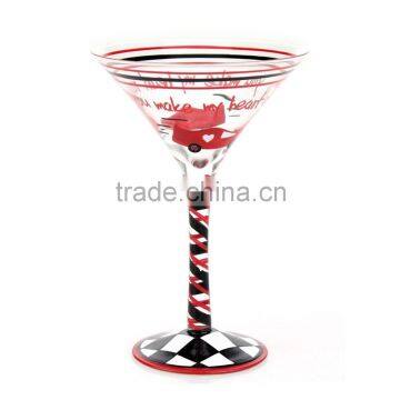 Customized christmas Decal Martini Glass With hand painted Glassware