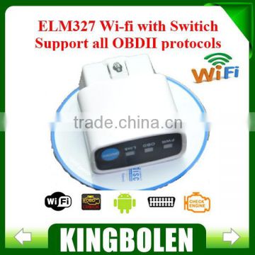 2015 Factory Price New White MINI ELM 327 WIFI ON/OFF Switch OBD2 / OBDII ELM327 V1.5 for Android IOS Auto Scanner FAST SHIPPING