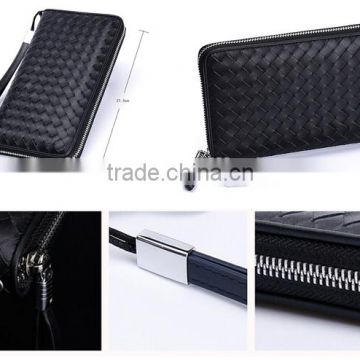 Custom high-end hand-folding soft leather men's water long wallet men's leather wallet casual personality