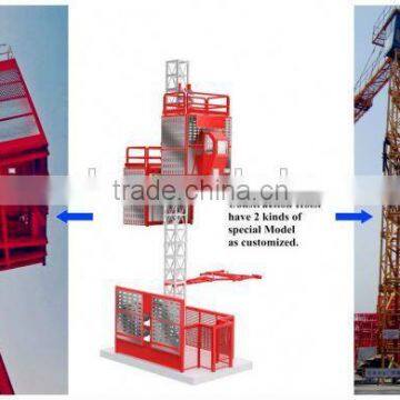 Zhengzhou Sincola construction winch hoist,double cabin construction hoist,double cage construction elevator For sale