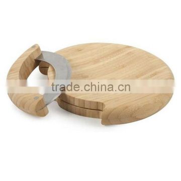 strong wooden chopping block with knife