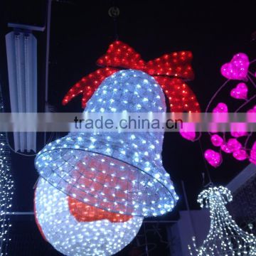 2016 Outdoor Decor Christmas lighted acrylic Bells / bell light for Valentine day decorations / red led bells motif light