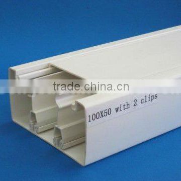 Proof pressure pvc cable compartment trunking 100x50 with cilps in special design