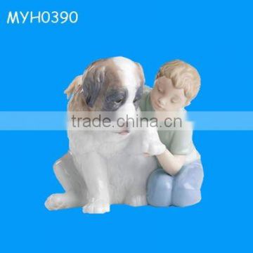 porcelain dog and boy