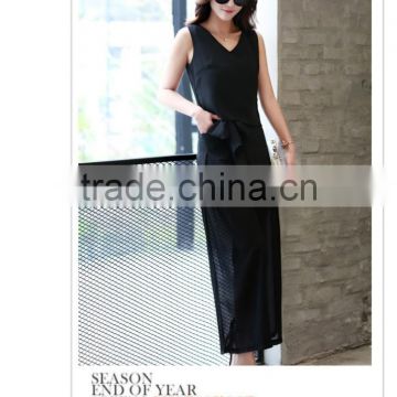ladies elegant long transparent dress sleeveless dress