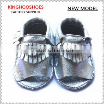 wholesale baby genuine leather moccasin sandals, soft sole baby sandals