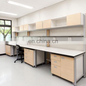 Customized laboratory furniture table steel work bench with underneath cabinets