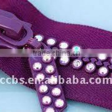 High Quality No.10 Fashion Rhienstone Plastic Zipper