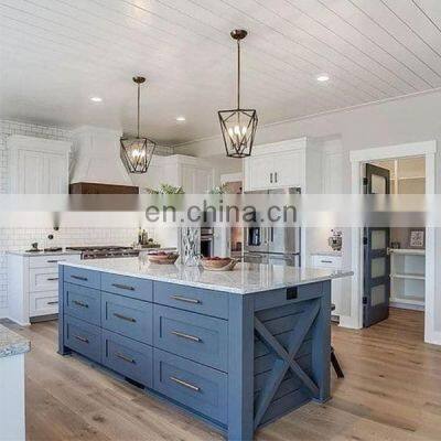 modern solid wood shaker blue kitchen cabinet