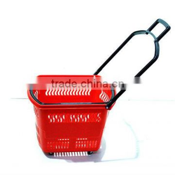 plastic shopping basket with wheels