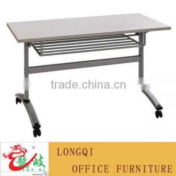 modern melamine table top folding steel frame with caster wheel school student study desk laboratory training writing table