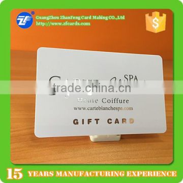 Matte surface printed PVC salon spa gift card barcode