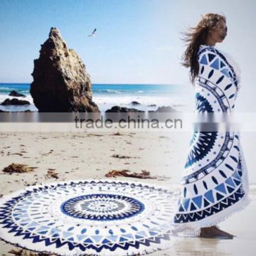 hot sales cotton round beach towel with tassels Big enough for two at 150cm